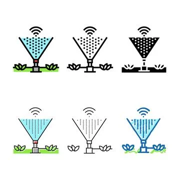 Smart irrigation water saving pack color icon vector Stock Illustration