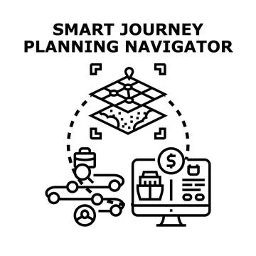 Smart journey planning navigator concept illustration Illustrazione stock