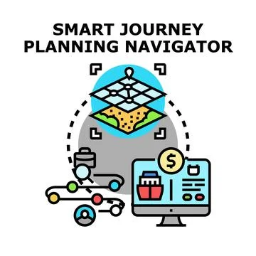 Smart journey planning navigator concept illustration Stock Illustration