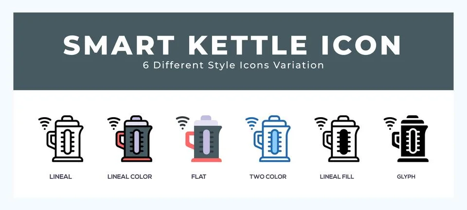 Smart kettle icon set. Design elements for logo 스톡 일러스트