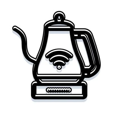 Smart kettle using wireless connectivity technology icon Stock Illustration