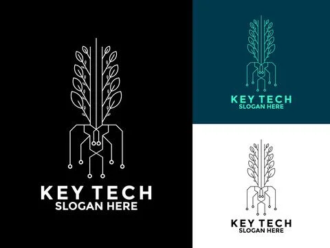 Smart Key Tech Digital Network with tree tech logo vector template イラスト素材