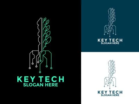 Smart Key Tech Digital Network with tree tech logo vector template Stock Illustration