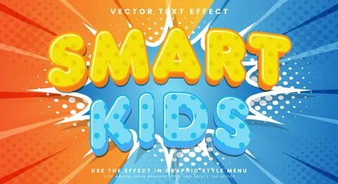 Smart Kids 3d editable text style effect 스톡 일러스트