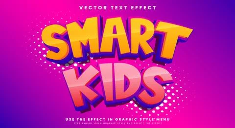 Smart Kids 3d editable text effect Stock Illustration