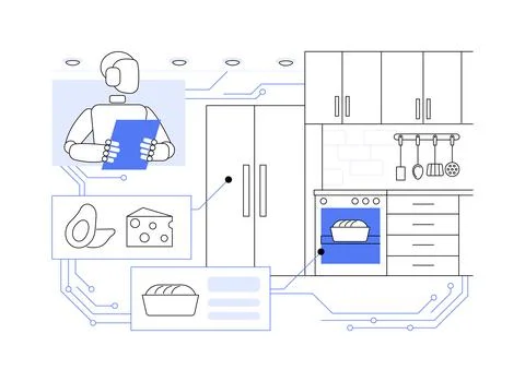 Smart Kitchen Appliances with AI abstract concept vector illustration. Stock Illustration