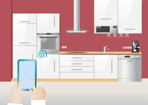 Smart kitchen concept vector Stock Illustration