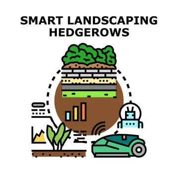 Smart landscaping creating ecological hedgerows with digital technology Stock Illustration