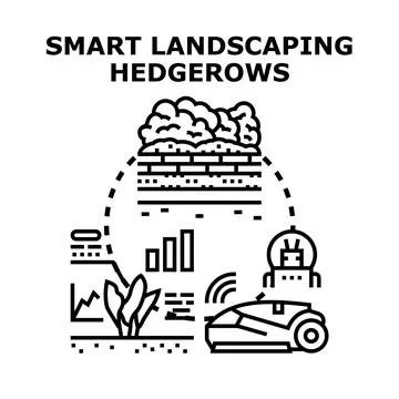 Smart landscaping creating ecological hedgerows with digital technology Stock Illustration