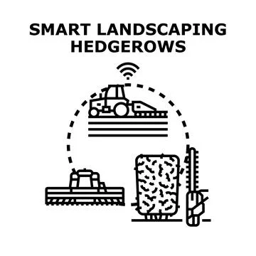 Smart landscaping managing hedgerows and agricultural fields Stock Illustration