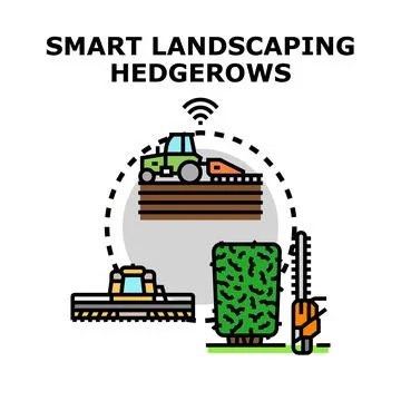 Smart landscaping managing hedgerows and agricultural fields Stock Illustration