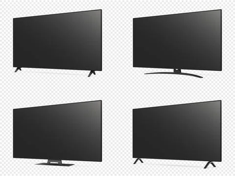 Smart lcd tv, plasma, led tv screen set isolated on transparent background Stock Illustration