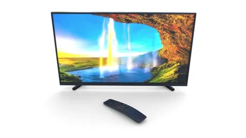 Smart LED TV with Remote Control Stock Footage 322173463