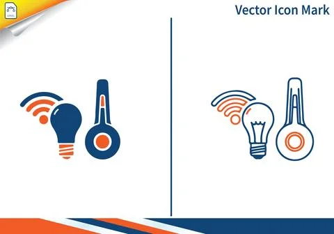 Smart light bulb and thermometer with wifi signal. Stock Illustration