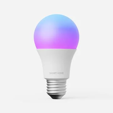 Smart light bulb on a plain background. 3d render. Stock Illustration