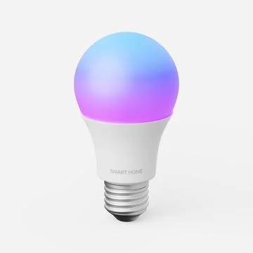 Smart light bulb on a plain background. 3d render. Stock Illustration