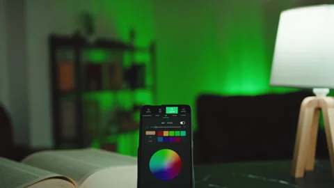 Smart light changing colors. Smart Home. Stock Footage 240708230