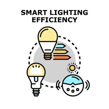 Smart lighting efficiency concept with energy saving bulbs Stock Illustration