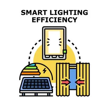 Smart lighting efficiency concept illustrating energy saving 库存插图