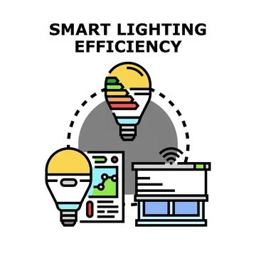 Smart lighting efficiency system connecting modern technology Stock Illustration