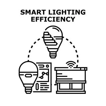 Smart lighting efficiency system connecting modern technology Stock Illustration
