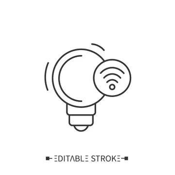 Smart lighting line icon. Editable illustration Stock Illustration