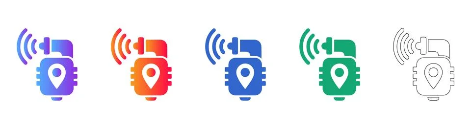 Smart Location Sensor Icons Set Stock Illustration