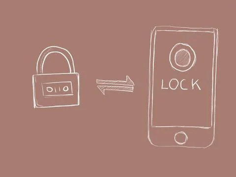 Smart lock concept for smartphone illustration Stock Illustration