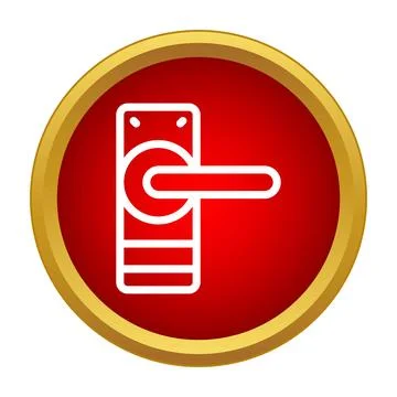 Smart lock door handle icon on red background Stock Illustration