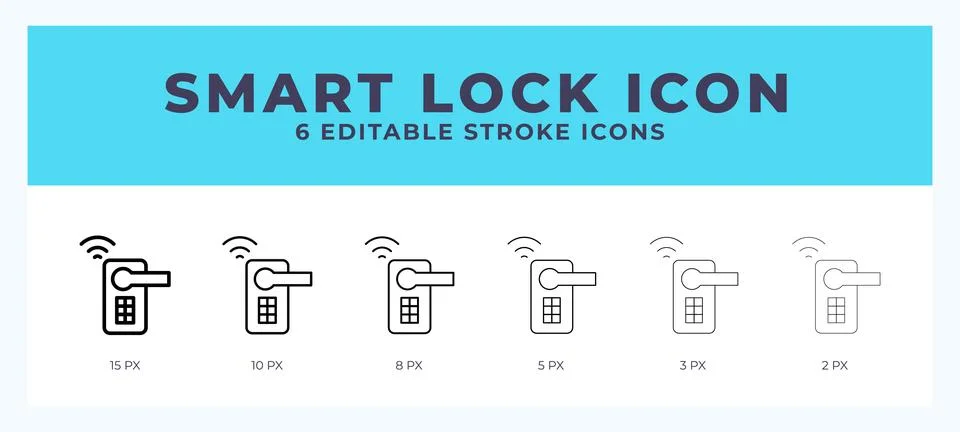 Smart lock editable line icon. Vector illustration with different stroke. Stock Illustration