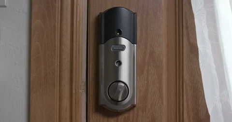 Smart Lock Gadget Automatically Locking Itself Stock Footage 91516063
