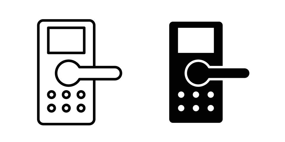 Smart lock icon black vector isolated on white Stock Illustration