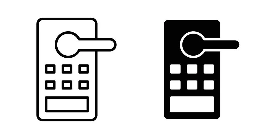 Smart lock icon linear versions pack on white background Stock Illustration