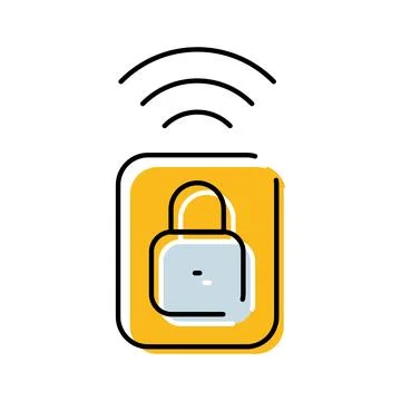 Smart lock icon sending wireless signal for security 스톡 일러스트