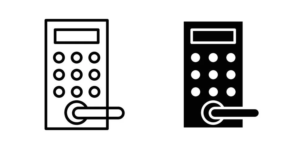 Smart lock icon set modern line and solid style collection. Stock Illustration