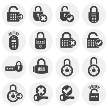 Smart lock icons set on background for graphic and web design. Simple 스톡 일러스트