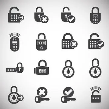 Smart lock icons set on background for graphic and web design. Simple 스톡 일러스트