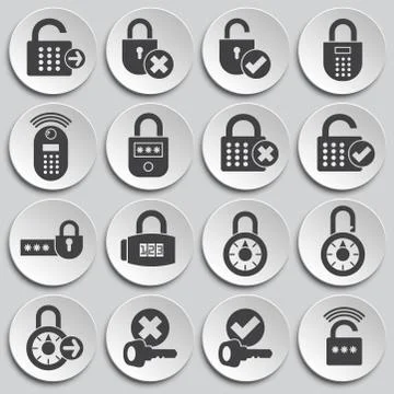 Smart lock icons set on background for graphic and web design. Simple Stock Illustration