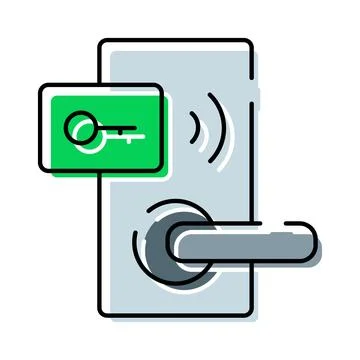 Smart lock system with key card access icon Stock Illustration