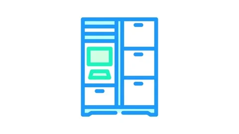 Smart lockers autonomous delivery color icon animation Stock Footage 327266836