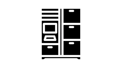 Smart lockers autonomous delivery glyph icon animation Stock Footage 326742911