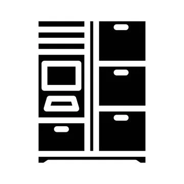 Smart lockers autonomous delivery glyph icon vector illustration Illustrazione stock