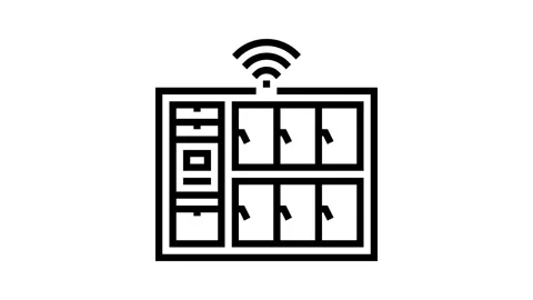Smart lockers autonomous delivery line icon animation Stock Footage 326131574