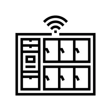 Smart lockers autonomous delivery line icon vector illustration Stock Illustration