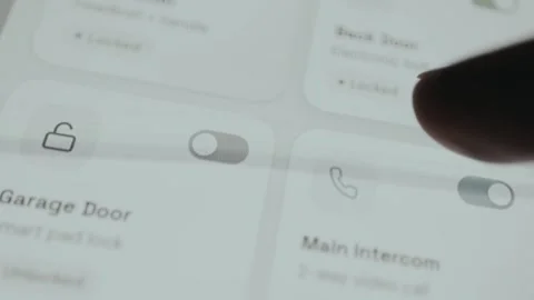 Smart Locks for Front Door, Back Door, Garage on smart home security app Stock Footage 333378919
