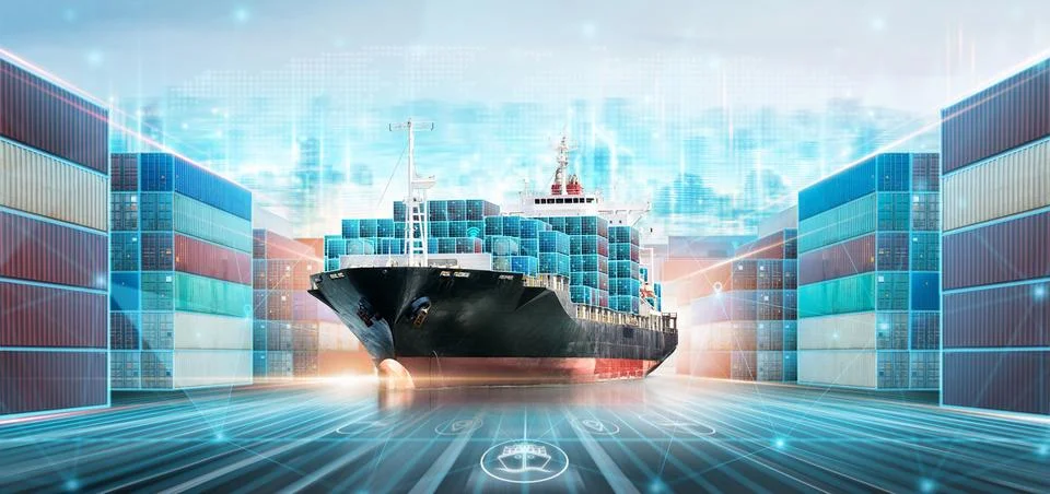 Smart Logistics and Warehouse Technology concept, Real time data location t.. Stock Photos