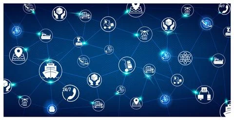 Smart Logistics background with global logistics Warehouse Logistics. Vector Stock Illustration