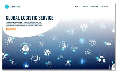 Smart Logistics background with global logistics Warehouse Logistics, Sea Fre Stock Illustration