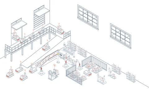 Smart logistics combines warehouse management with wireless technology and .. Stock Illustration