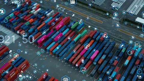 Smart logistics concept. Communication network. Digital transformation. Stock Footage 154074430